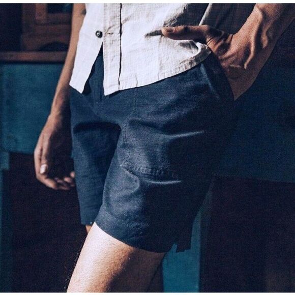 Taylor Stitch Trail Short In Navy Reverse Sateen Mens Retro Organic Cotton NEW - Picture 3 of 13